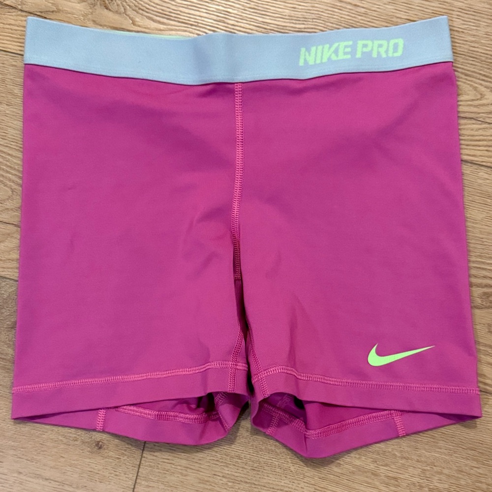 Nike Pink Compression Shorts with Mint Logo and Waistband